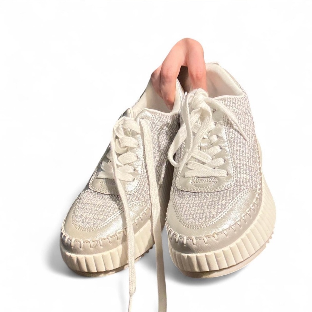 Cream Chunky Sole Knit Sneakers